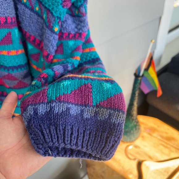 Vintage LL Bean Knit Geometric Jacquard Sweater - Picture 6 of 7